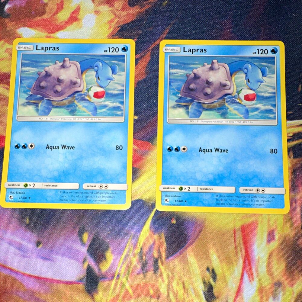 Pokemon TCG Lapras 17/68 Sun & Moon Lot (2 Cards) Regular (English)